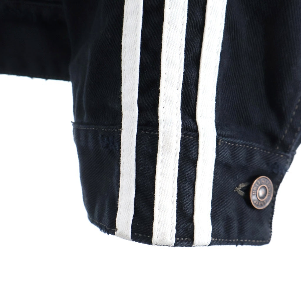 BALENCIAGA(バレンシアガ) 23ss adidas クラッシュ ユーズド 加工 サイド ライン デニム ジャケット ブラック 724775 TNW54