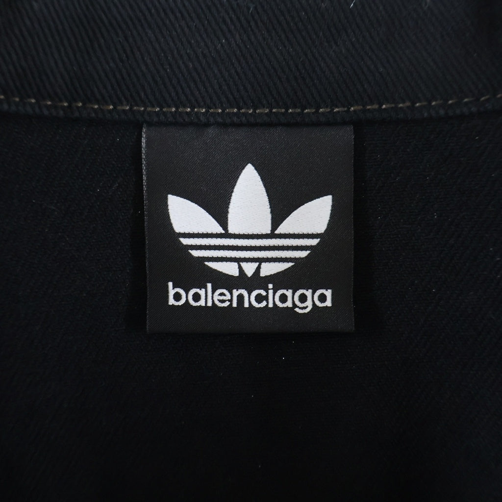 BALENCIAGA(バレンシアガ) 23ss adidas クラッシュ ユーズド 加工 サイド ライン デニム ジャケット ブラック 724775 TNW54