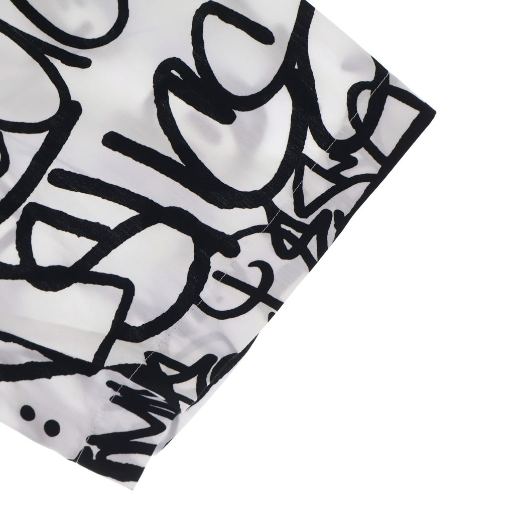 SUPREME(シュプリーム) 18AW ×COMME des GARCONS SHIRT Graphic S/S Shirt コムデギャルソンシャツ グラフィック総柄ジップ半袖シャツ ホワイト/ブラック S1FW18