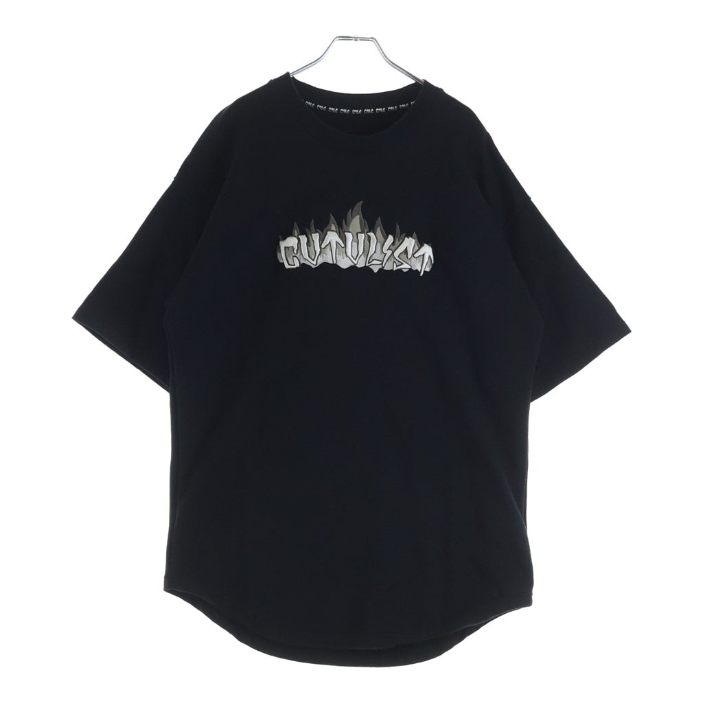 cvtvlist(カタリスト) ロゴ刺繍 スウェット半袖Tシャツ 2401070301 ブラック