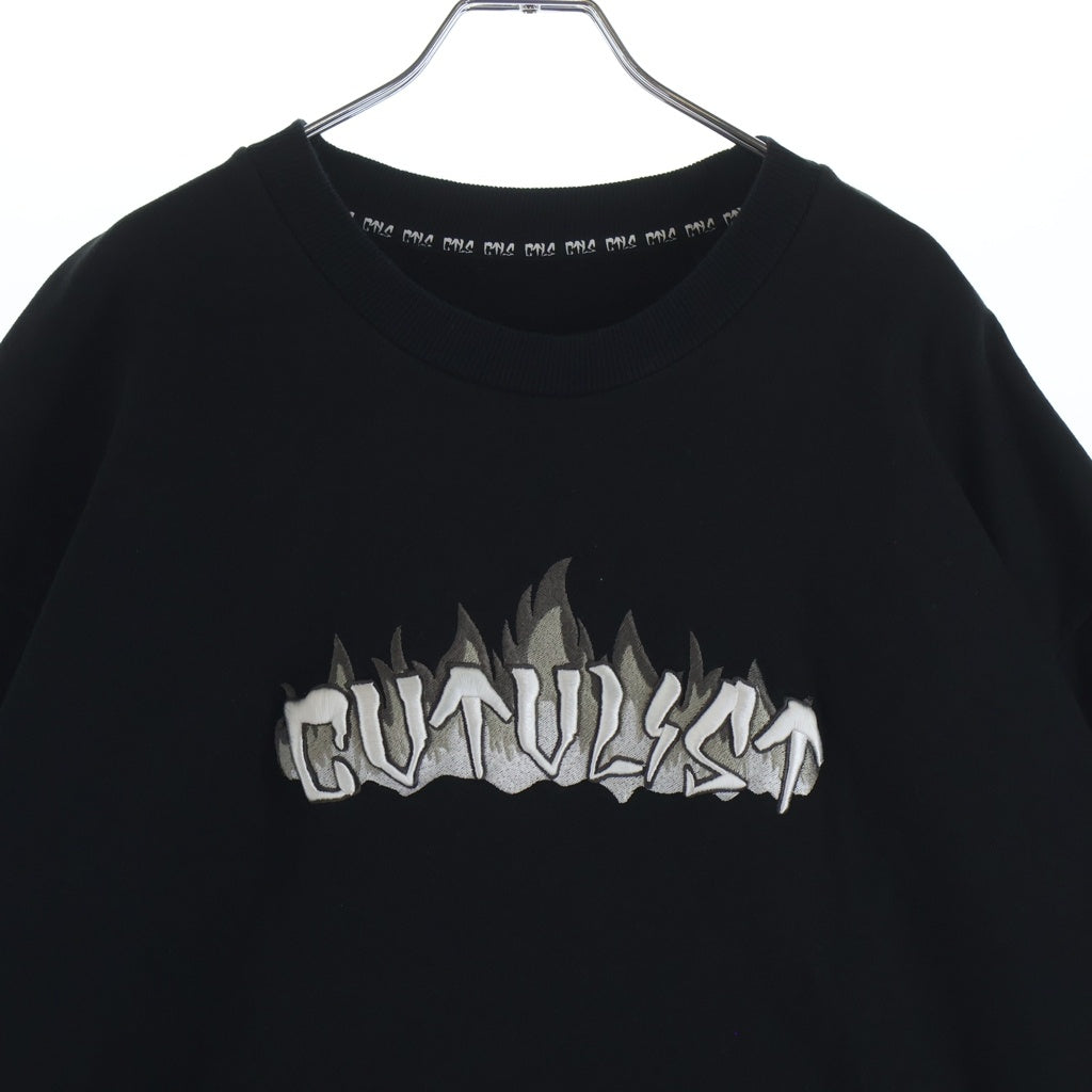 cvtvlist(カタリスト) ロゴ刺繍 スウェット半袖Tシャツ 2401070301 ブラック