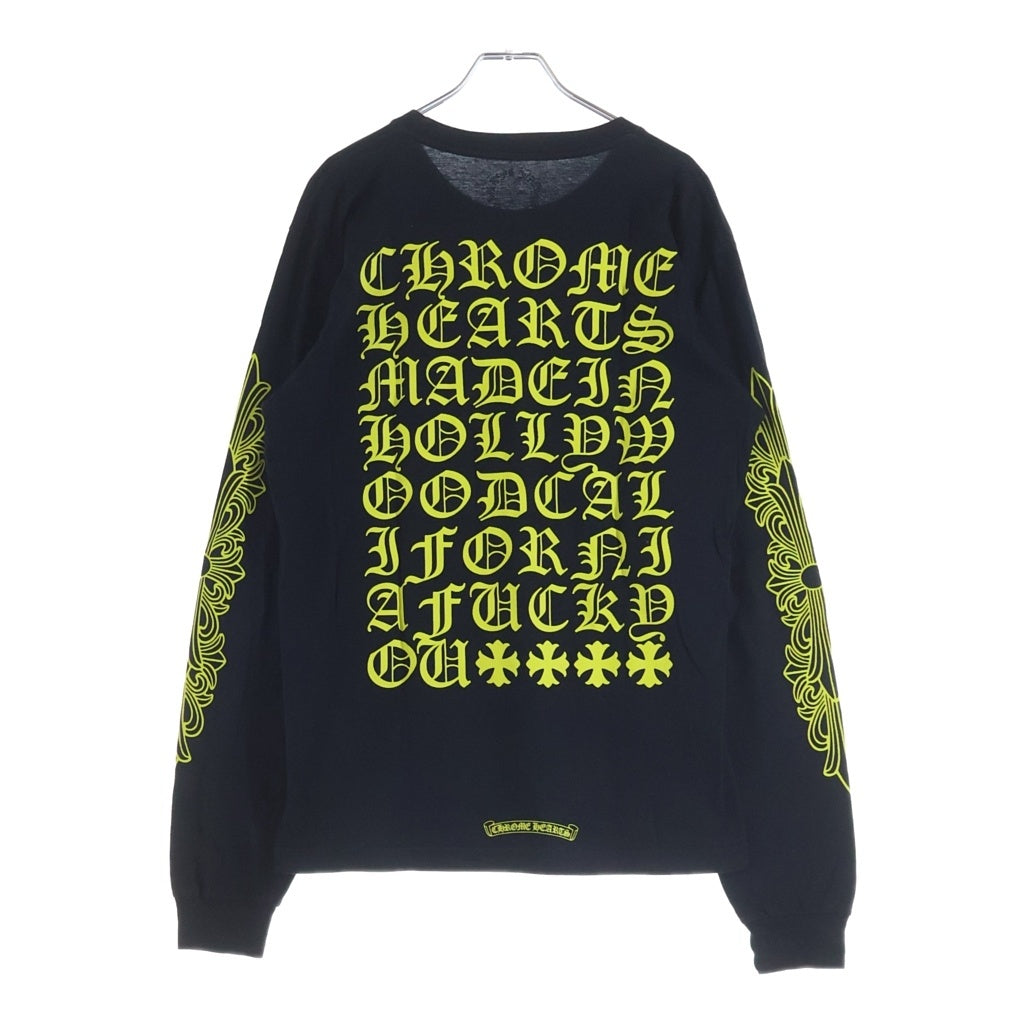 CHROME HEARTS(クロムハーツ) DBL FLRL L/S TEE ダブルフローラル バックヴァーティカルロゴプリント長袖Tシャツ ブラック/イエロー