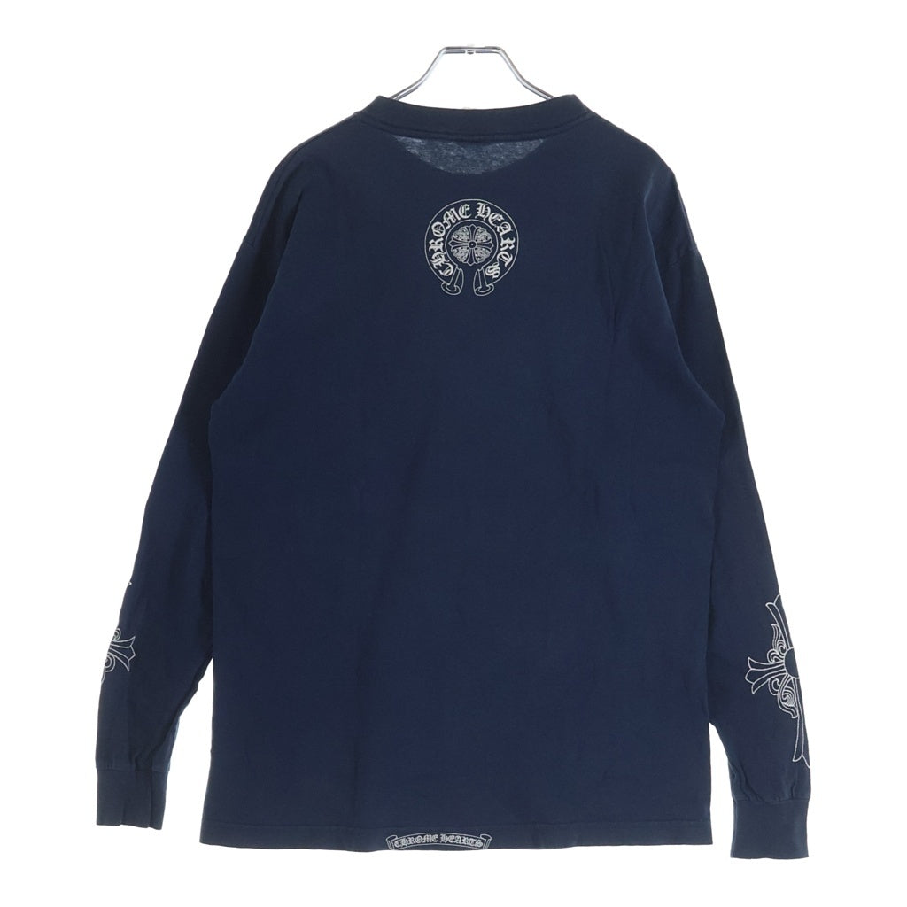 CHROME HEARTS(クロムハーツ) OLD Vine Dagger Arm L/S Tee オールド ヴァインダガー アームクロスプリント長袖Tシャツ ネイビー/ホワイト