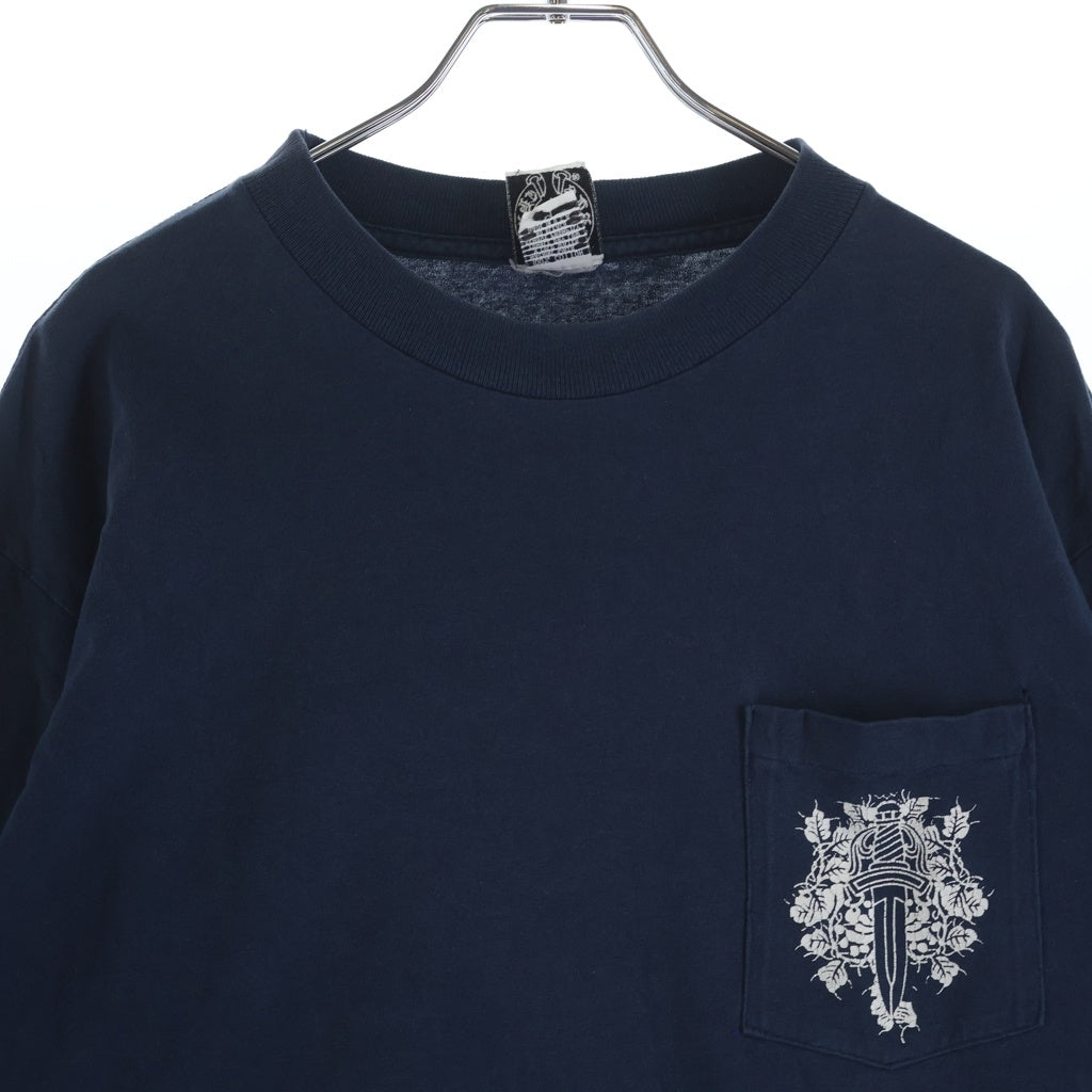 CHROME HEARTS(クロムハーツ) OLD Vine Dagger Arm L/S Tee オールド ヴァインダガー アームクロスプリント長袖Tシャツ ネイビー/ホワイト