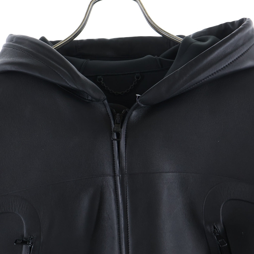 LOUIS VUITTON(ルイヴィトン) 21AW LVワッペン フーデッドレザージャケット RM212M GCQ HLL03E ブラック