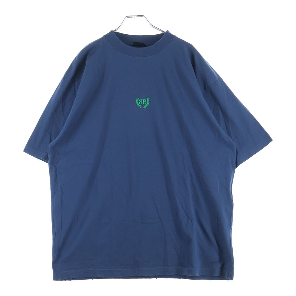 BALENCIAGA(バレンシアガ) 25SS BB LOGO TEE ロゴ刺繍半袖Tシャツ ネイビー764235 TSVC9