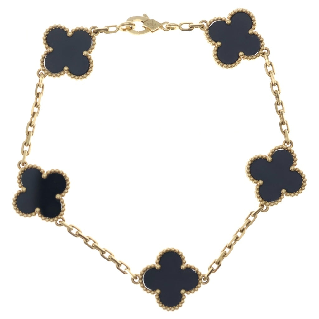 Van Cleef & Arpels(ヴァンクリーフアンドアーペル) ヴィンテージアルハンブラ 5モチーフ ブレスレット オニキス イエローゴールド×ブラック 750 レディース