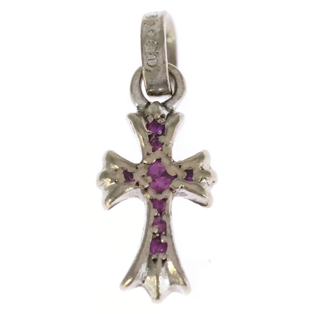 CHROME HEARTS(クロムハーツ) 18K CRS BBYFAT P/SAP ベイビーファットクロス PAVEピンクサファイア ペンダントトップ ホワイトゴールド -