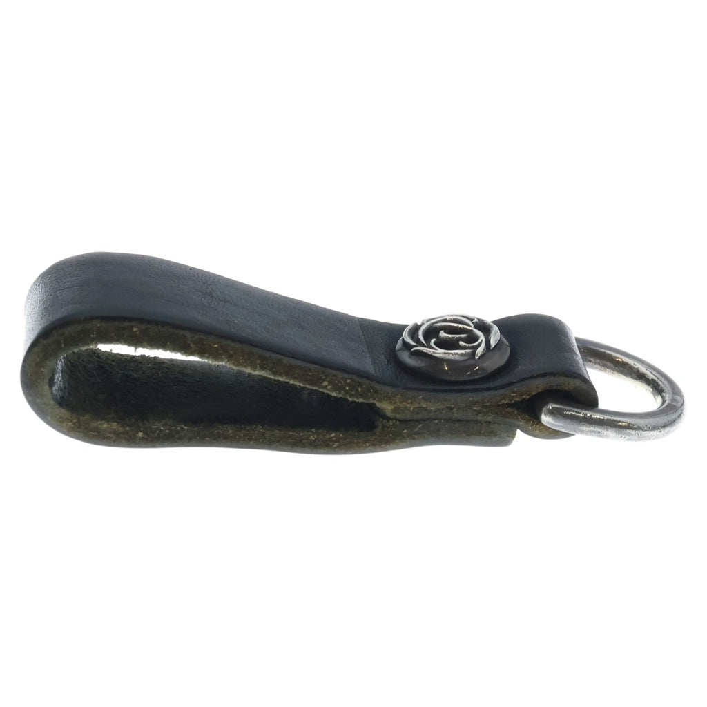 CHROME HEARTS(クロムハーツ) BELT LOOP フローラルボールボタンレザーベルトループ シルバー/ブラック -