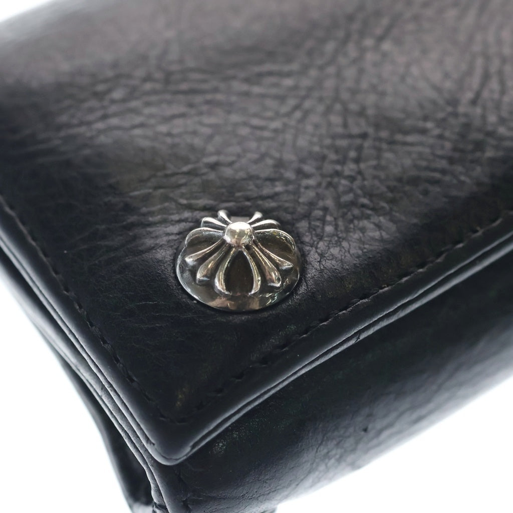 CHROME HEARTS(クロムハーツ) 3FOLD 3フォールド クロスボールボタン レザーウォレット 財布 ブラック BCA364 ‐
