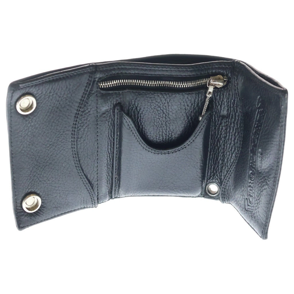 CHROME HEARTS(クロムハーツ) 3FOLD 3フォールド クロスボールボタン レザーウォレット 財布 ブラック BCA364 ‐