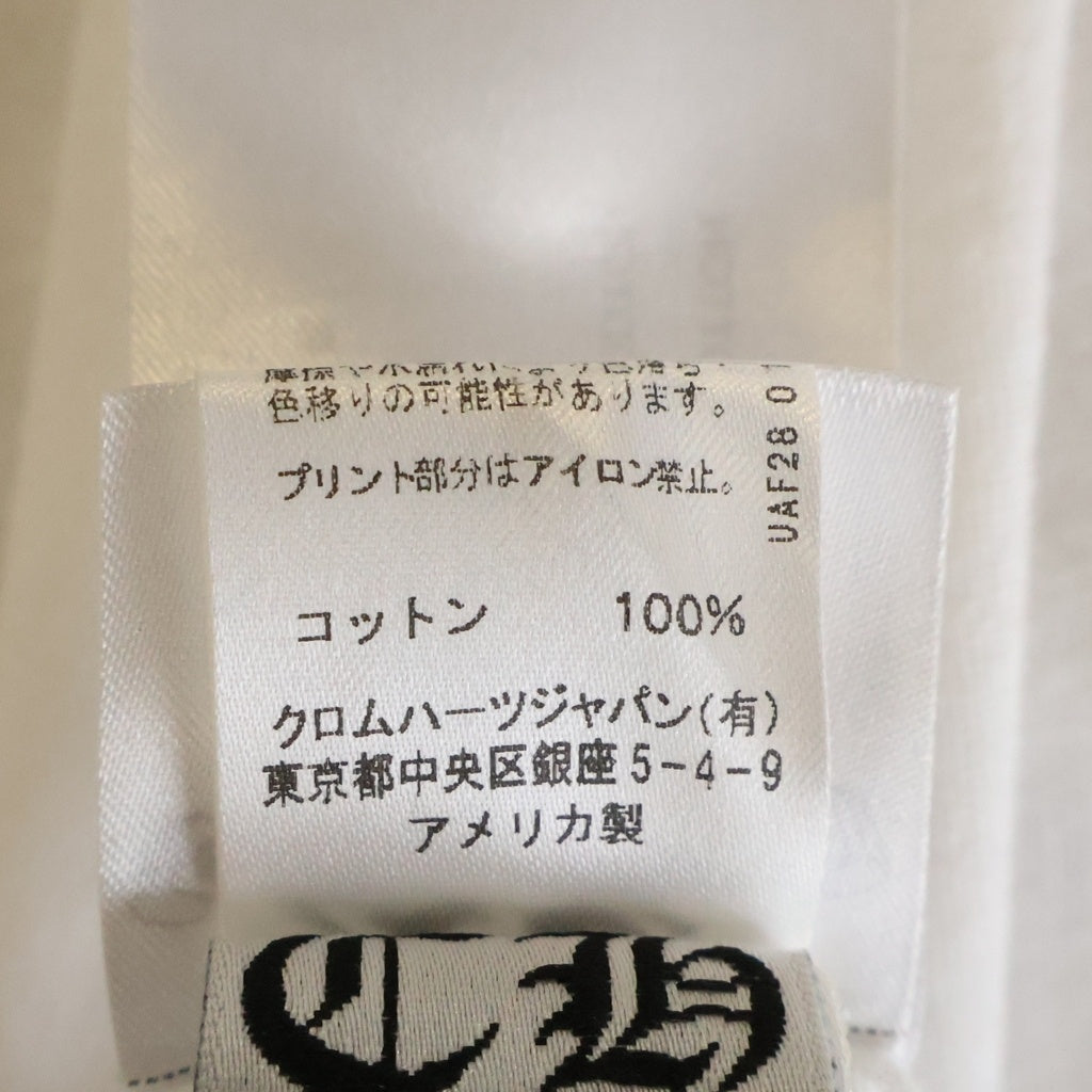 CHROME HEARTS(クロムハーツ) FLRL CRS HORSESHOE L/S バックホースシュー 袖フローラル ロングスリーブ 長袖Tシャツ カットソー ホワイト ‐