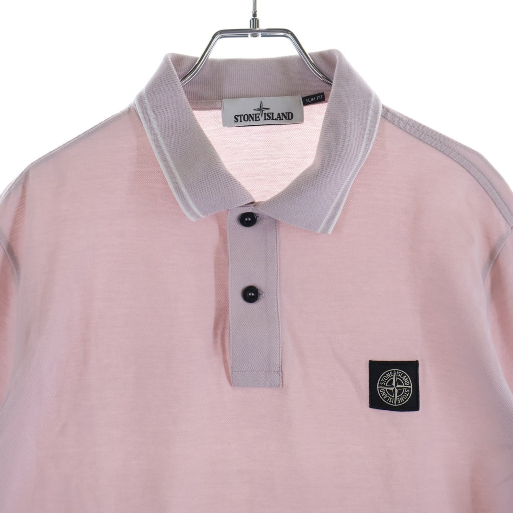 STONE ISLAND(ストーンアイランド) SLIM FIT ロゴ パッチ ポロシャツ ピンク 101522S18