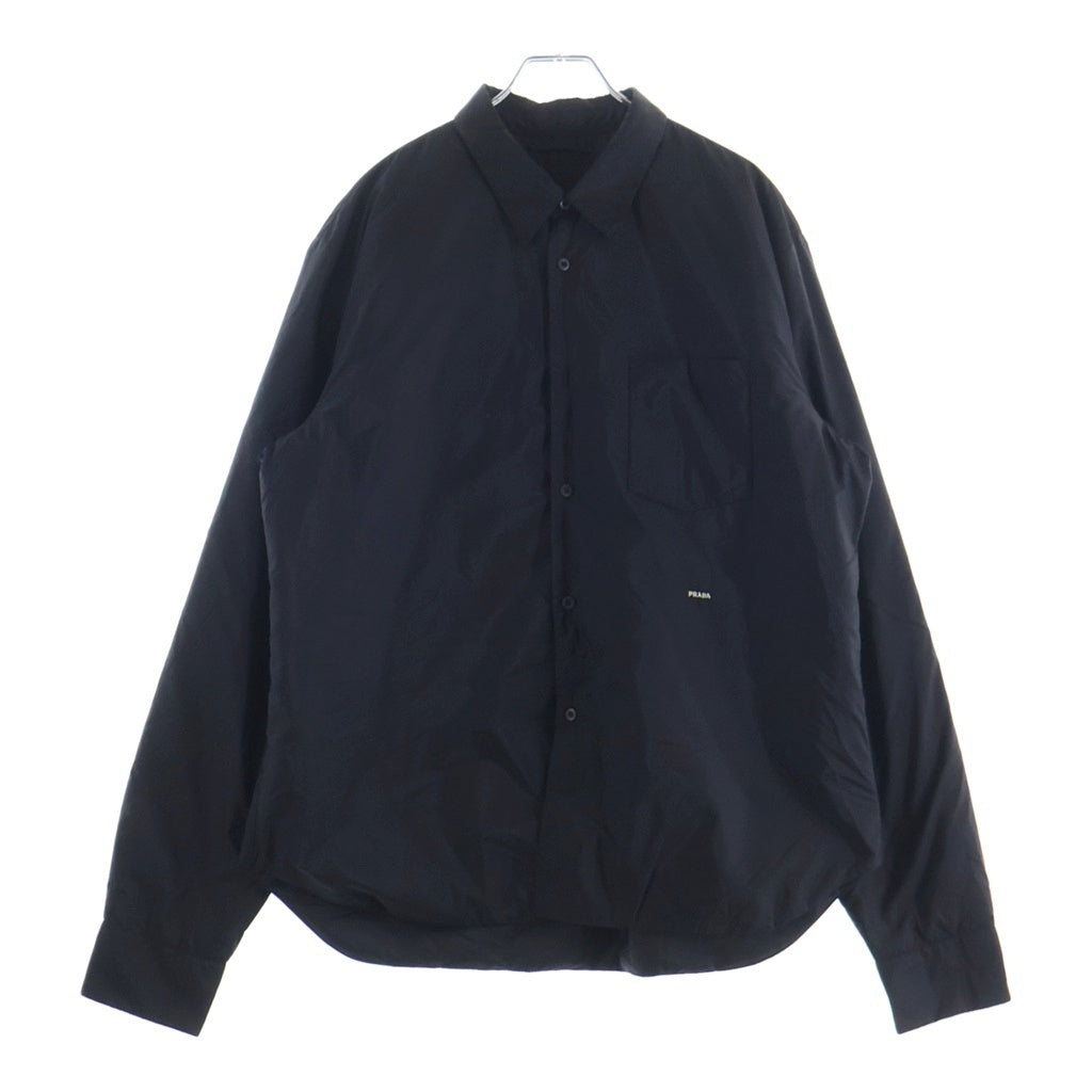 PRADA(プラダ) RE-NYLON リナイロン ロゴ刺繍中綿ナイロン長袖シャツ UCN662 S000 1WQ9 ブラック