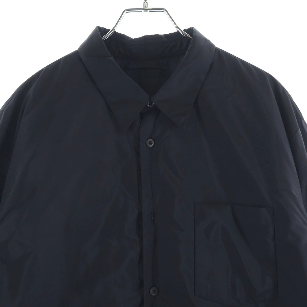 PRADA(プラダ) RE-NYLON リナイロン ロゴ刺繍中綿ナイロン長袖シャツ UCN662 S000 1WQ9 ブラック