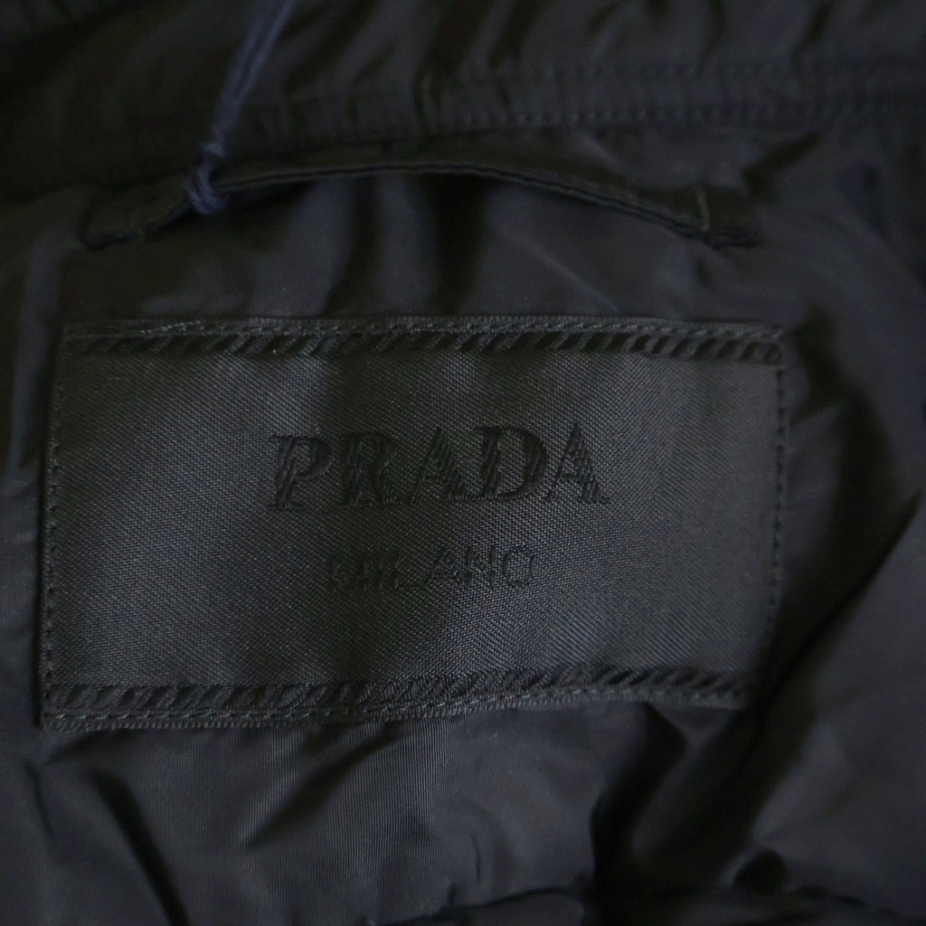 PRADA(プラダ) RE-NYLON リナイロン ロゴ刺繍中綿ナイロン長袖シャツ UCN662 S000 1WQ9 ブラック