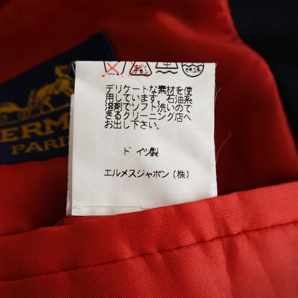 HERMES(エルメス) セリエボタン ベロア切替 テーラードジャケット ネイビー -