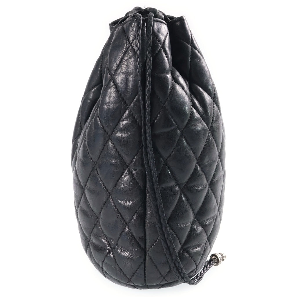 CHROME HEARTS(クロムハーツ) DRW STRNG QUILTING ドローストリング キルティング レザーバッグ 巾着 ブラック