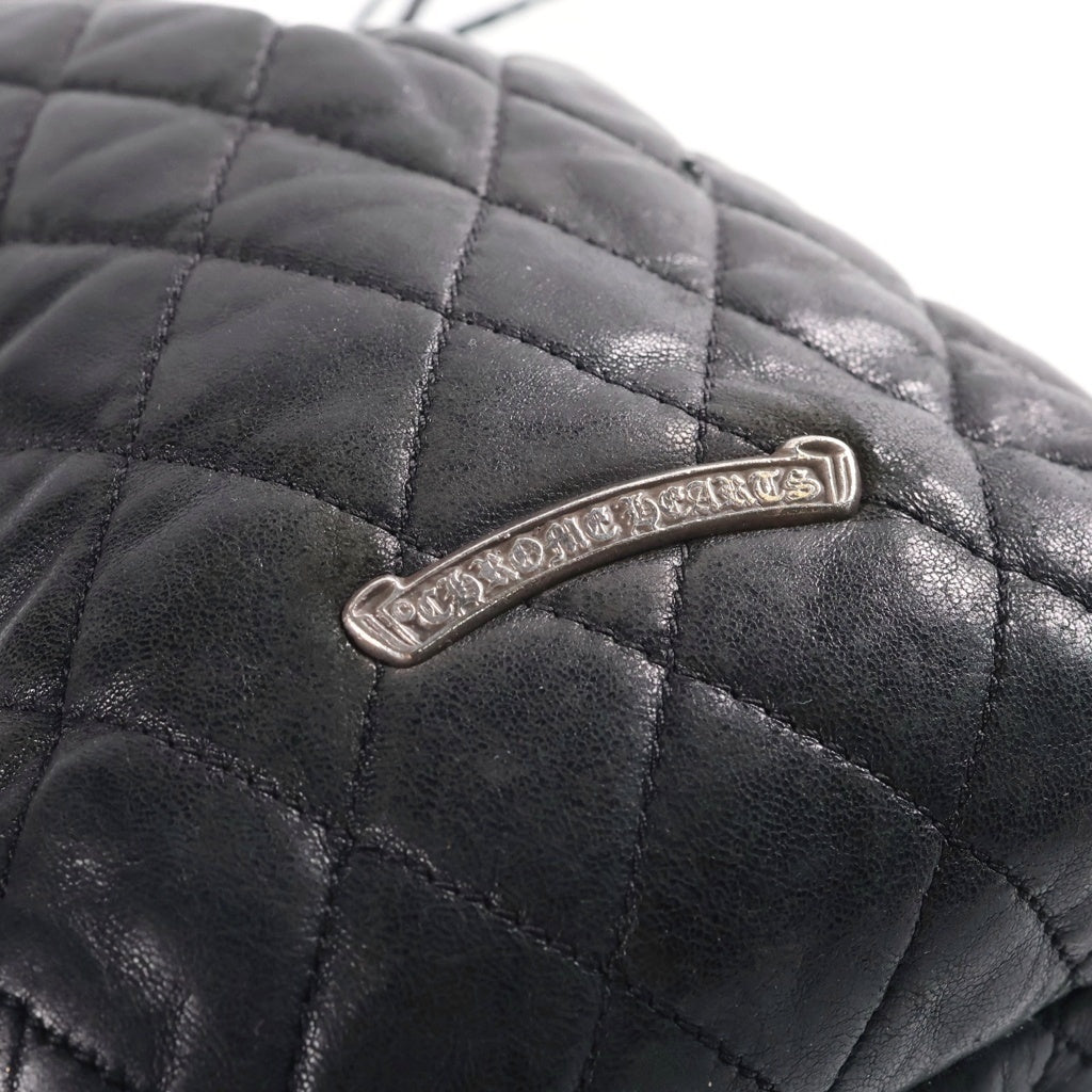 CHROME HEARTS(クロムハーツ) DRW STRNG QUILTING ドローストリング キルティング レザーバッグ 巾着 ブラック