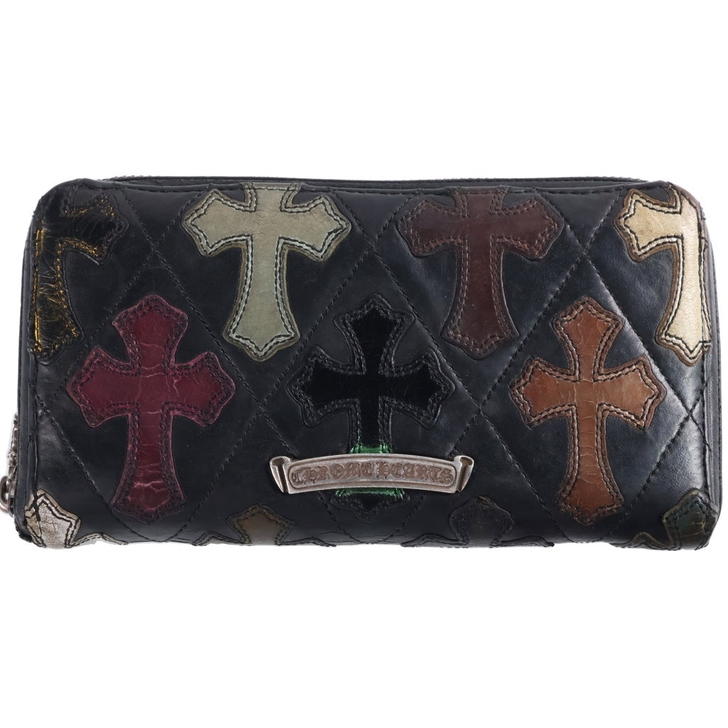 CHROME HEARTS(クロムハーツ) REC F ZIP QUILTED マルチパッチ セメタリー クロスキルティング レザーウォレット 財布 レディース