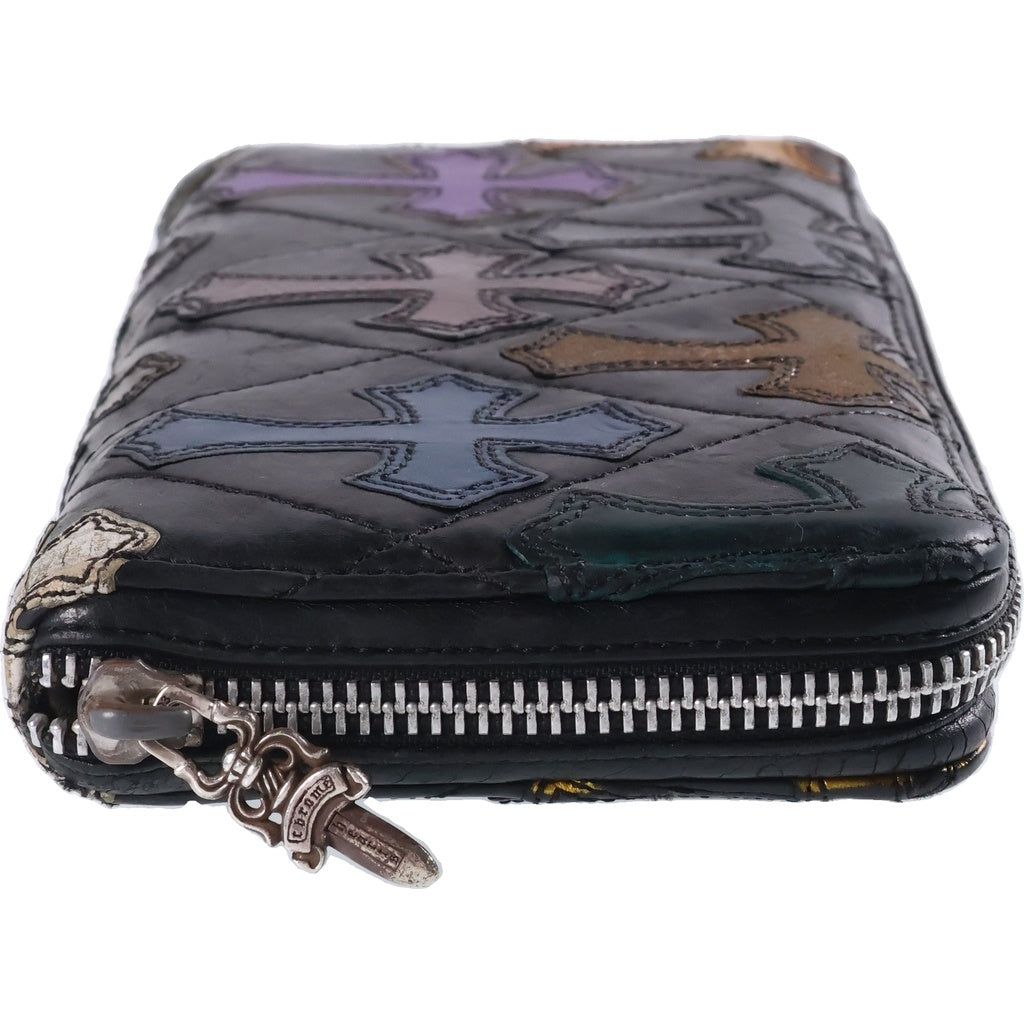 CHROME HEARTS(クロムハーツ) REC F ZIP QUILTED マルチパッチ セメタリー クロスキルティング レザーウォレット 財布 レディース