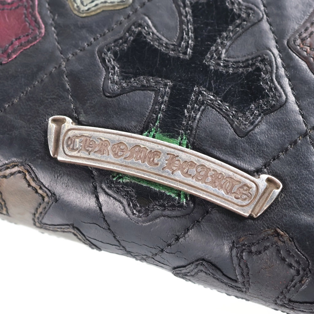 CHROME HEARTS(クロムハーツ) REC F ZIP QUILTED マルチパッチ セメタリー クロスキルティング レザーウォレット 財布 レディース