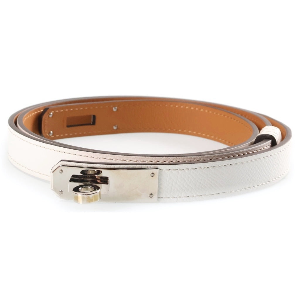 HERMES(エルメス) ケリーベルト エプソン シルバー金具 U刻印 ベルト ホワイト レディース