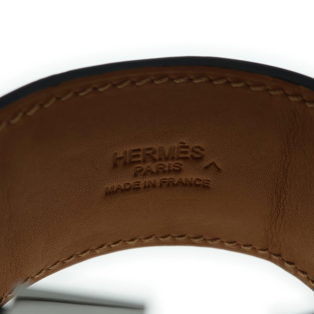HERMES(エルメス) コリエドシアン アリゲーター レザー スタッズ バングル ブレスレット シルバー金具 M刻印 レッド
