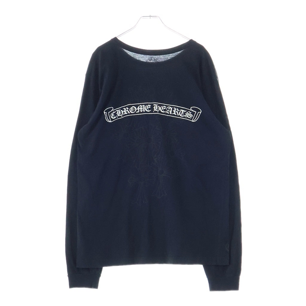 CHROME HEARTS(クロムハーツ) Back Cemetery Cross L/S バックセメタリークロスロゴプリント 長袖Tシャツカットソー ブラック