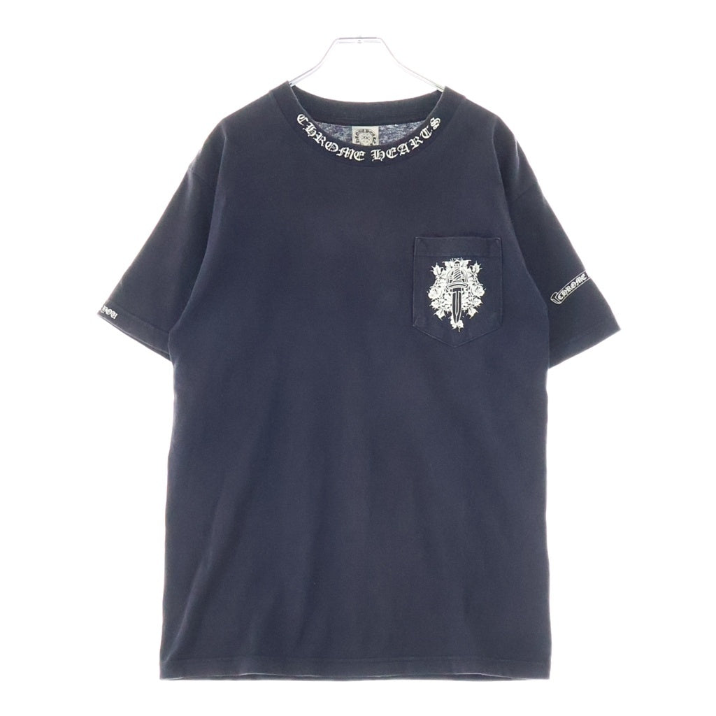 CHROME HEARTS(クロムハーツ) OLD S/S オールド ヴァインダガー ネックロゴ バックスクロールラベルプリント 半袖Tシャツカットソー ブラック