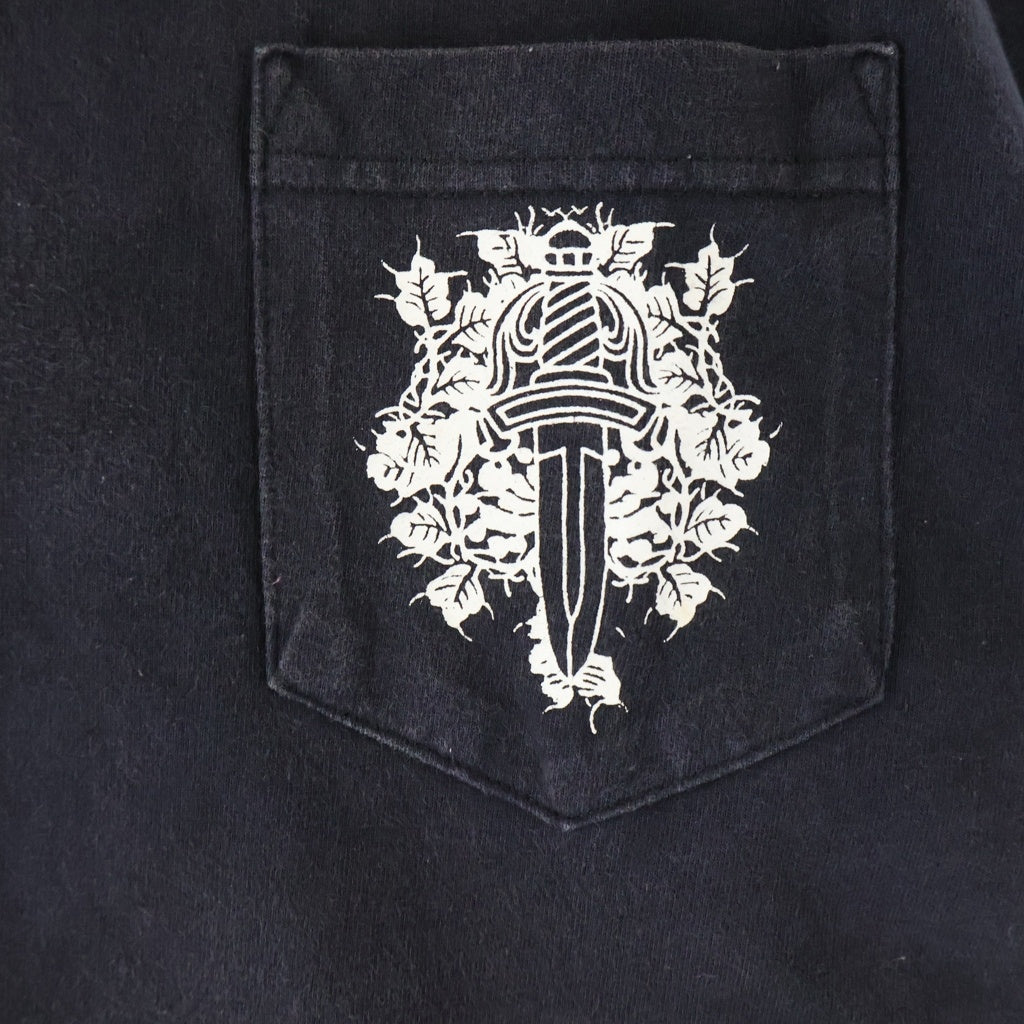 CHROME HEARTS(クロムハーツ) OLD S/S オールド ヴァインダガー ネックロゴ バックスクロールラベルプリント 半袖Tシャツカットソー ブラック