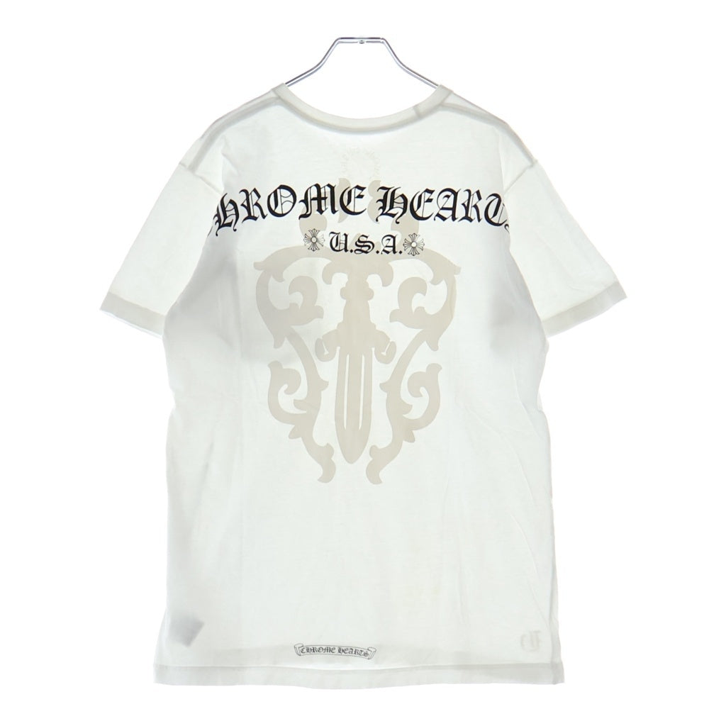 CHROME HEARTS(クロムハーツ) VINE DAGGER S/S バックアーチロゴ ヴァインダガープリント 半袖Tシャツカットソー ホワイト