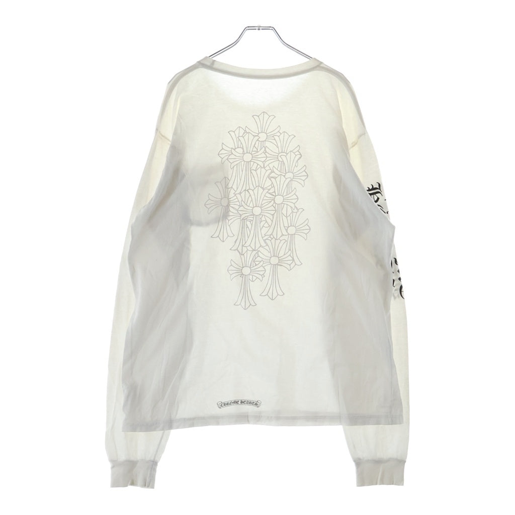 CHROME HEARTS(クロムハーツ) Back Cemetery Cross L/S バックセメタリークロスロゴプリント 長袖Tシャツカットソー ホワイト