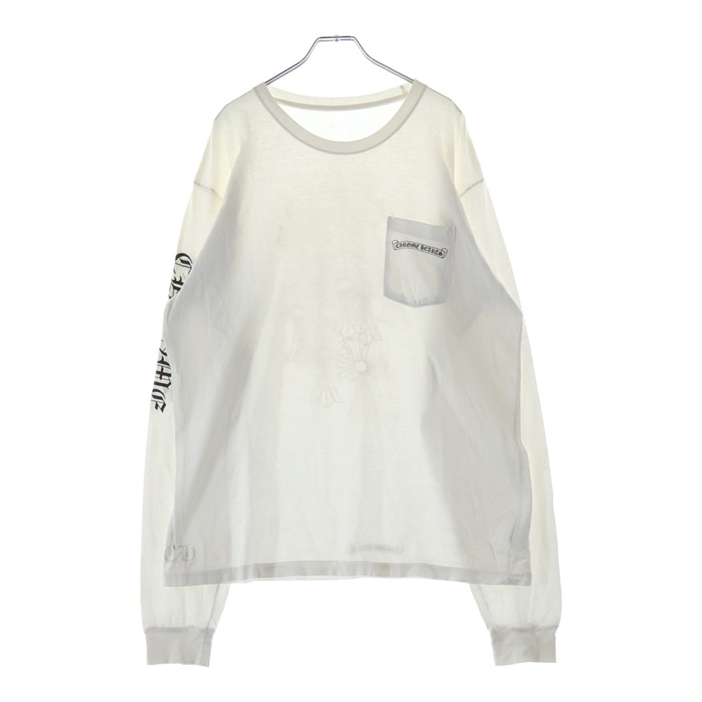 CHROME HEARTS(クロムハーツ) Back Cemetery Cross L/S バックセメタリークロスロゴプリント 長袖Tシャツカットソー ホワイト