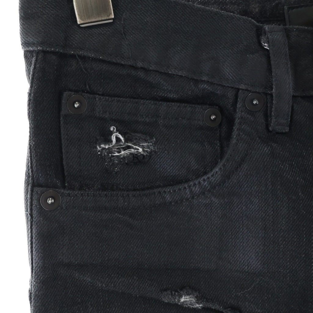 Dior HOMME(ディオールオム) 04SS エディ期 デストロイ加工 コーティング スリム デニムパンツ 4EH1018680