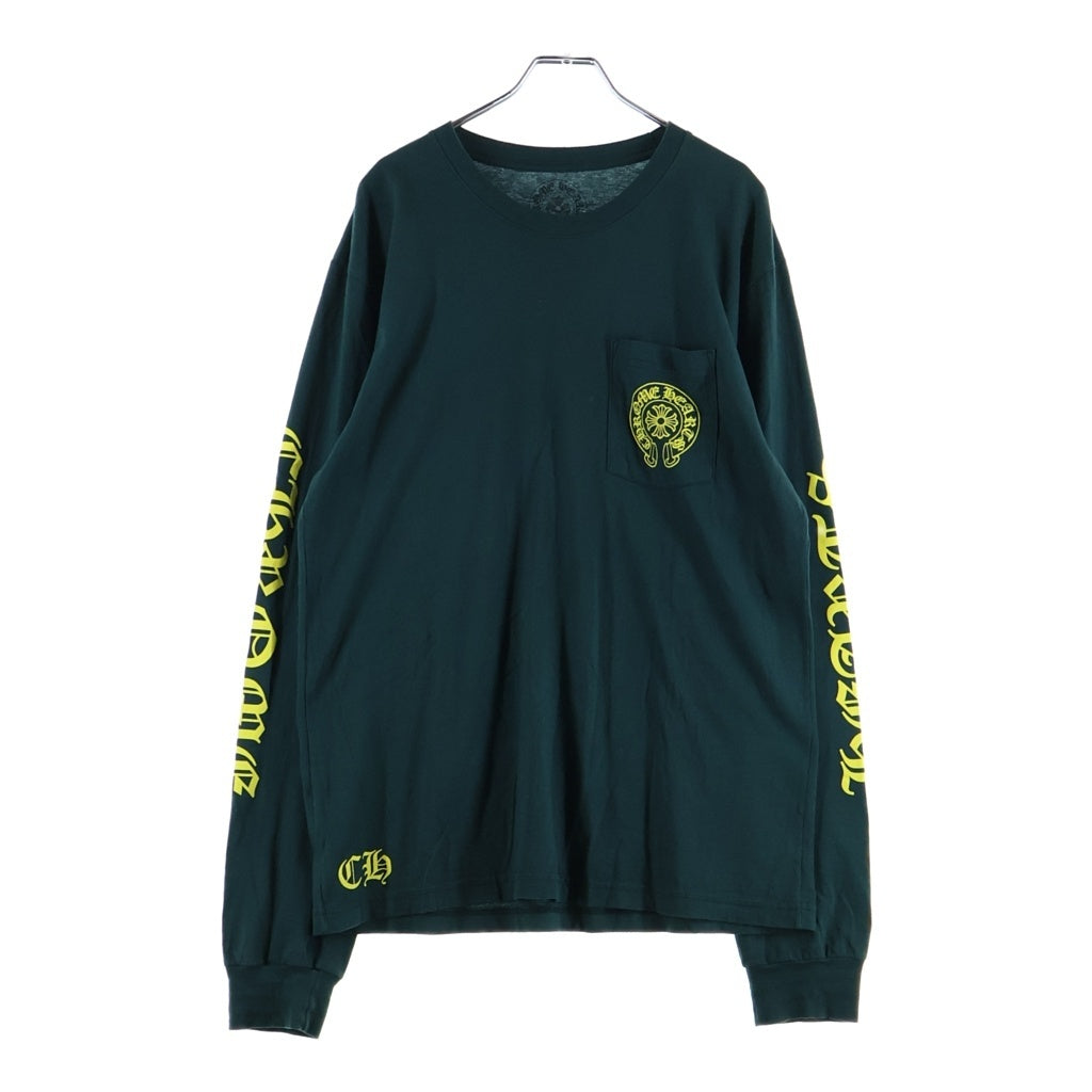 CHROME HEARTS(クロムハーツ) Back Horseshoe L/S Tee バックホースシュー アームCHプリント長袖Tシャツ グリーン/イエロー