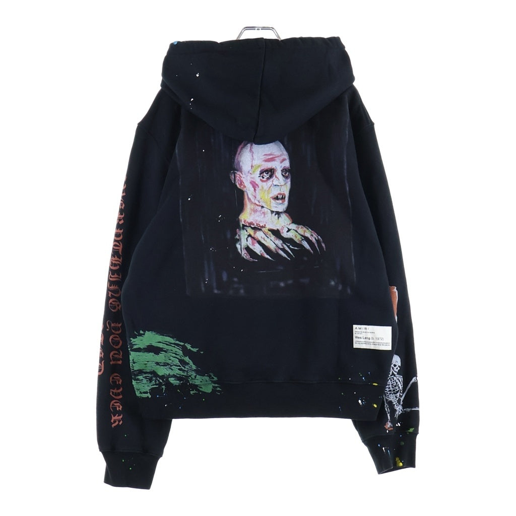 AMIRI(アミリ) ×WES LANG BLOOD 38 HOODIE SR3GU0026SMRSTH1 ウェスラング ブラッド プリントプルオーバーフーディー パーカー ブラック