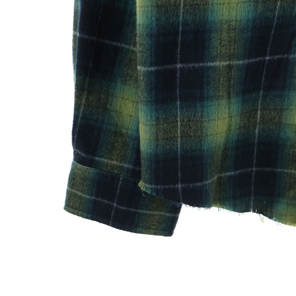 AMIRI(アミリ) LEATHER STAR PATCH PLAID FLANNEL SHIRT レザースターパッチプレイドフランネルシャツ チェック長袖シャツ グリーン