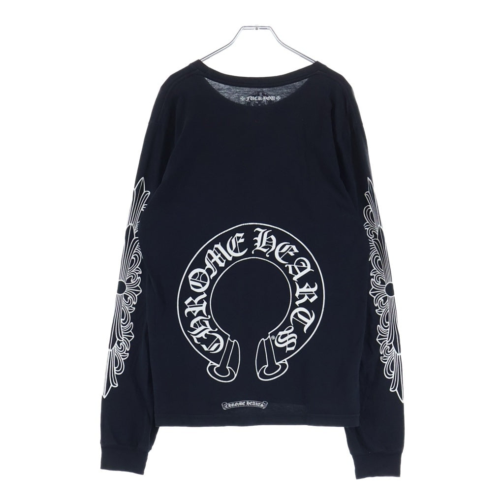 CHROME HEARTS(クロムハーツ) DBL FLRL FUCKYOU L/S TEE ダブルフローラルプリント長袖Tシャツ ブラック/ホワイト