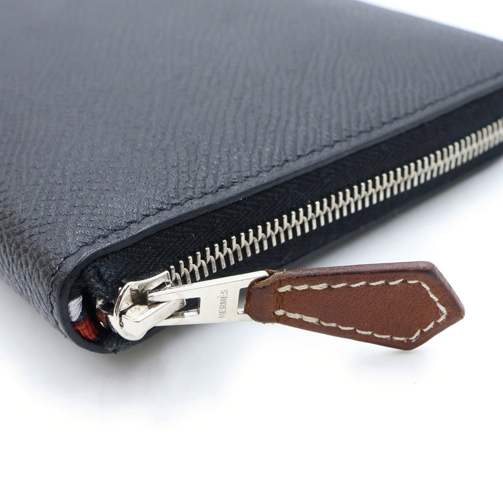HERMES(エルメス) AZAP SILKIN LONG アザップ シルクイン ロング ラウンドジップウォレット D刻印 ブラック
