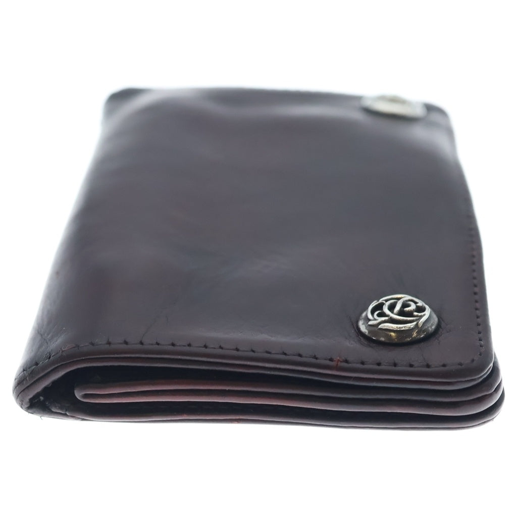 CHROME HEARTS(クロムハーツ) 1ZIP 1ジップ フローラルボタン レザーウォレット 財布 レッド