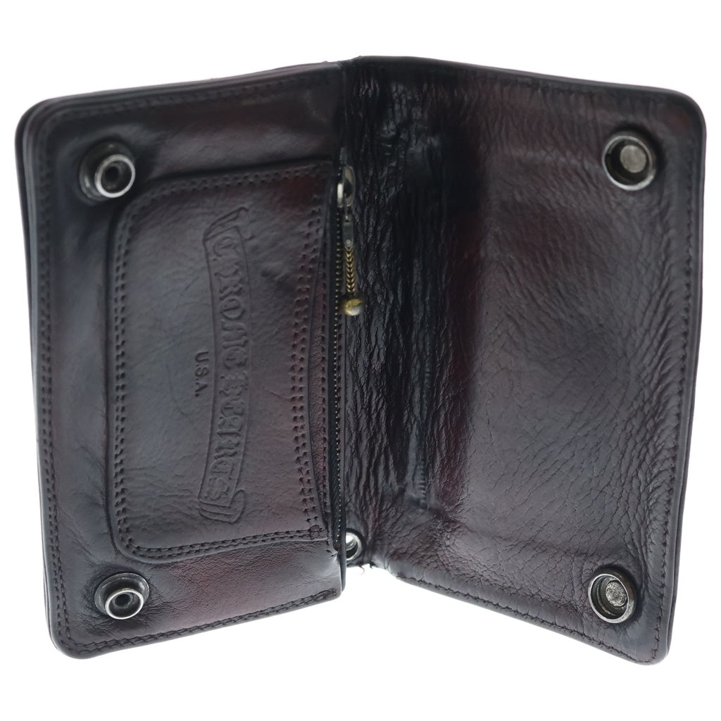 CHROME HEARTS(クロムハーツ) 1ZIP 1ジップ フローラルボタン レザーウォレット 財布 レッド