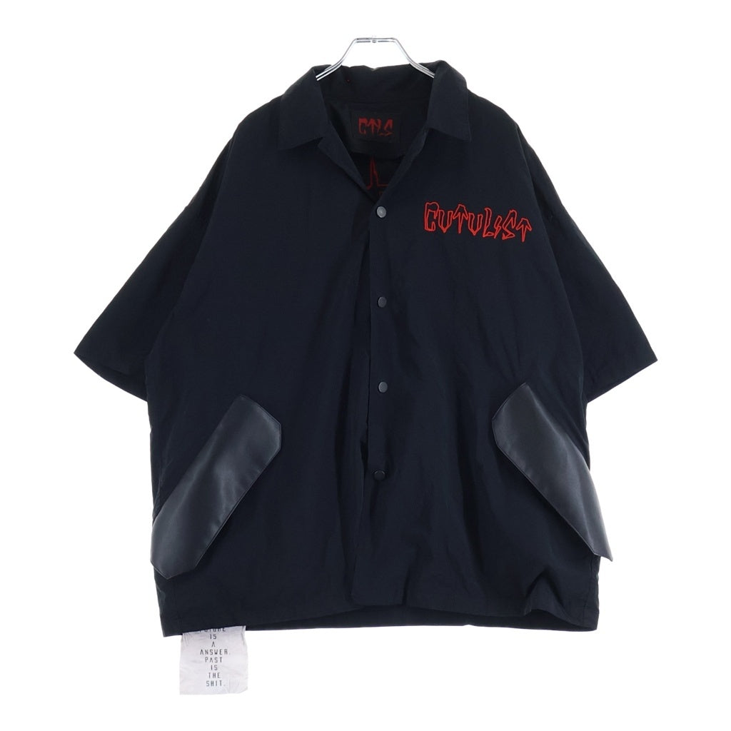 cvtvlist(カタリスト) LOGO NYLON SHIRT 2201040202 ロゴ刺繍ナイロン半袖シャツ ブラック