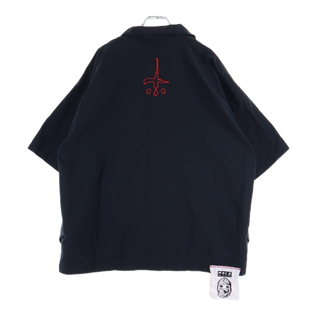cvtvlist(カタリスト) LOGO NYLON SHIRT 2201040202 ロゴ刺繍ナイロン半袖シャツ ブラック