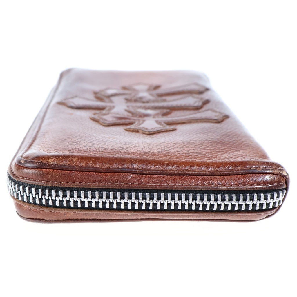 CHROME HEARTS(クロムハーツ) REC F ZIP 3セメタリークロスパッチ ラウンドファスナーウォレット 長財布 ブラウン