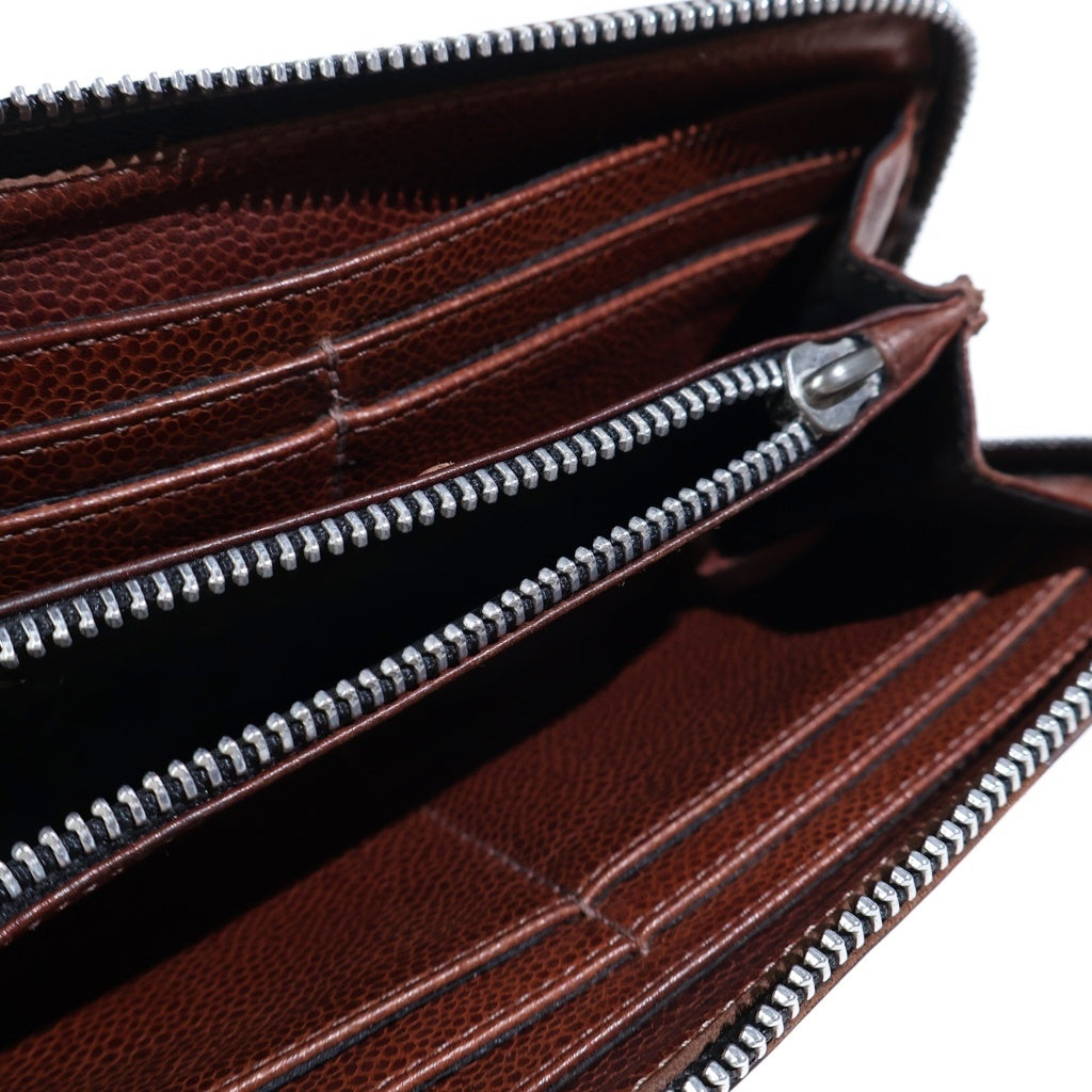 CHROME HEARTS(クロムハーツ) REC F ZIP 3セメタリークロスパッチ ラウンドファスナーウォレット 長財布 ブラウン