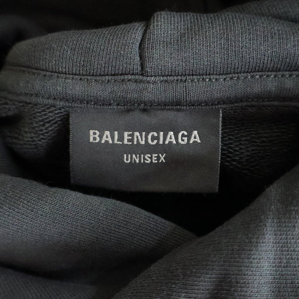 BALENCIAGA(バレンシアガ) フロントボクシングロゴプリント プルオーバーパーカー ブラック 803265 TRVH6