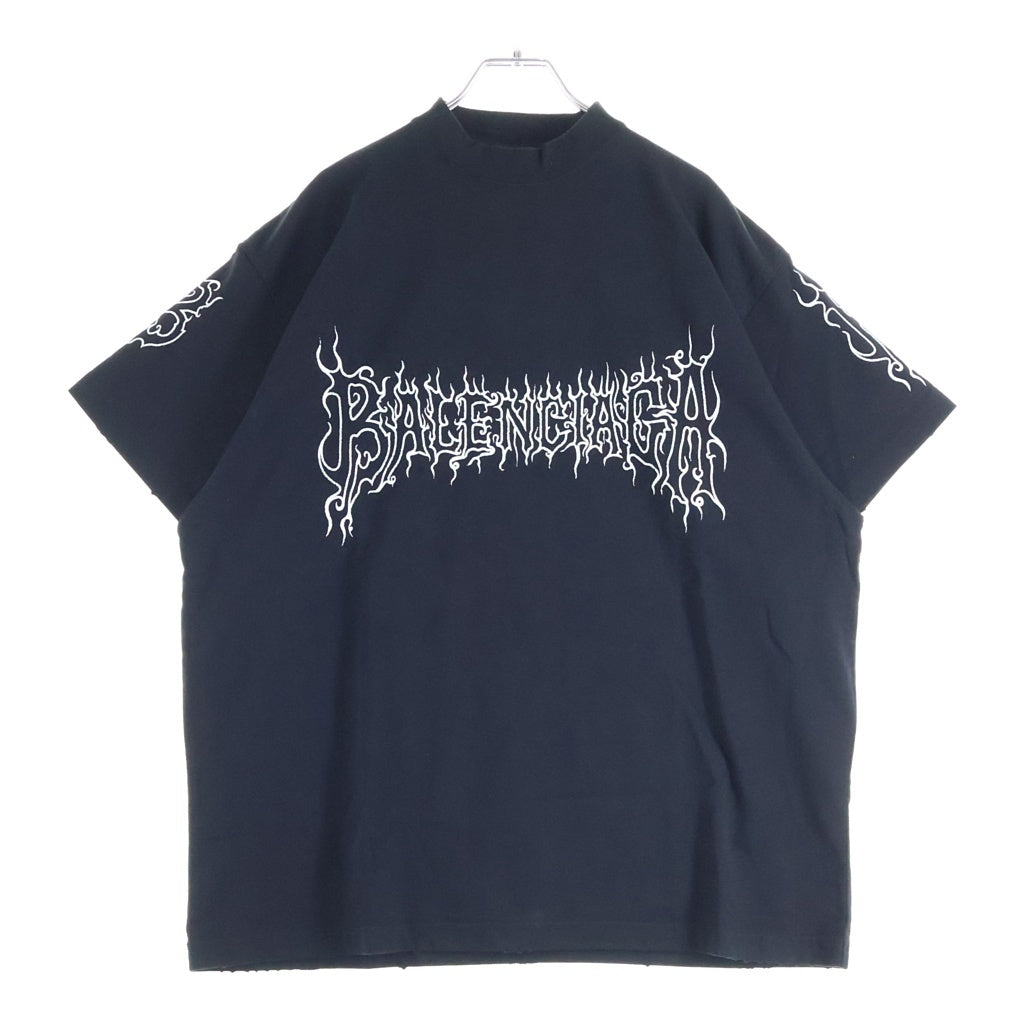 BALENCIAGA(バレンシアガ) Darkwave ダークウェーブ メタルロゴプリント 半袖Tシャツカットソー ブラック 739028 TPVN5