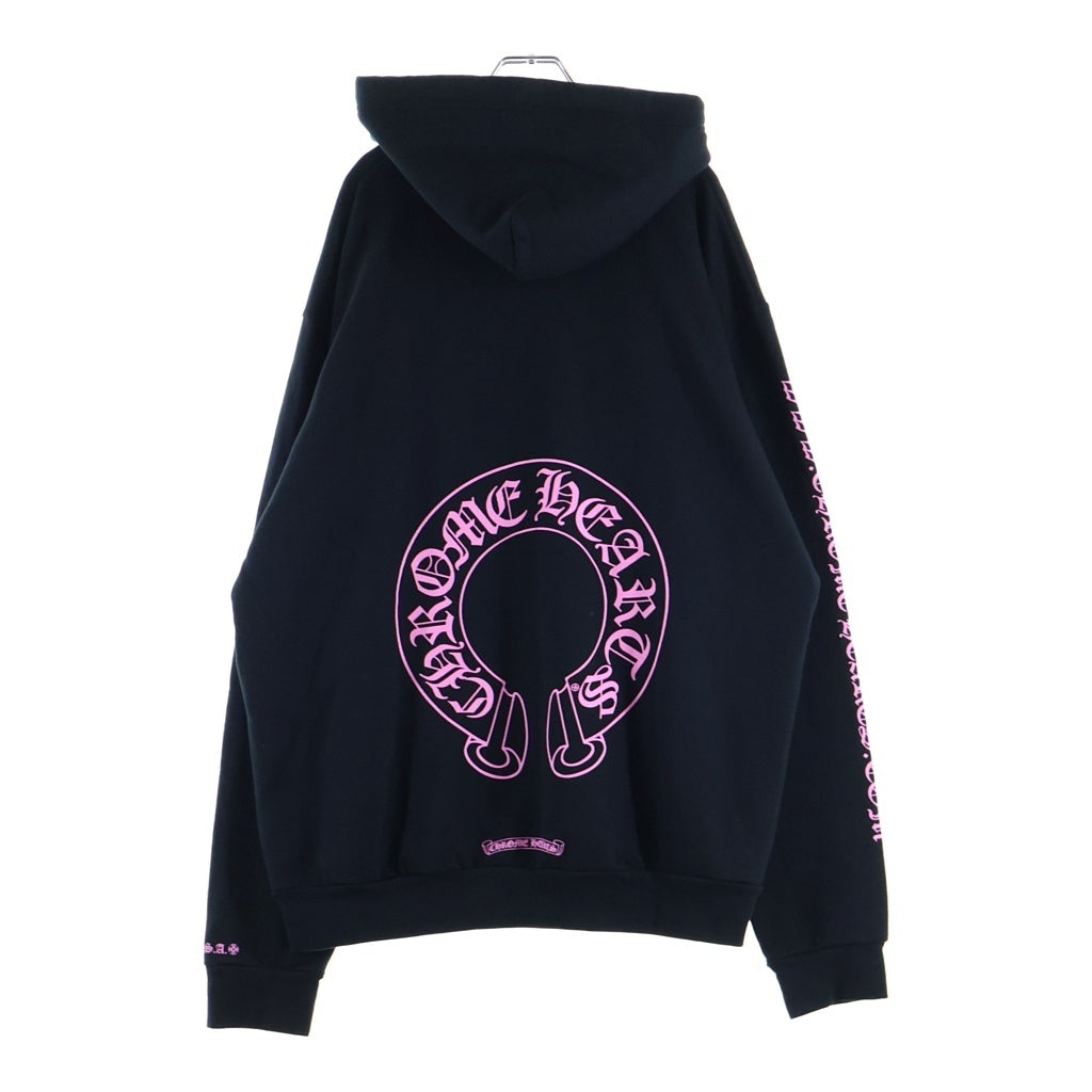 CHROME HEARTS(クロムハーツ) HORSESHOE PLVR 両面ホースシュープリント スウェット プルオーバーパーカー ブラック/ピンク