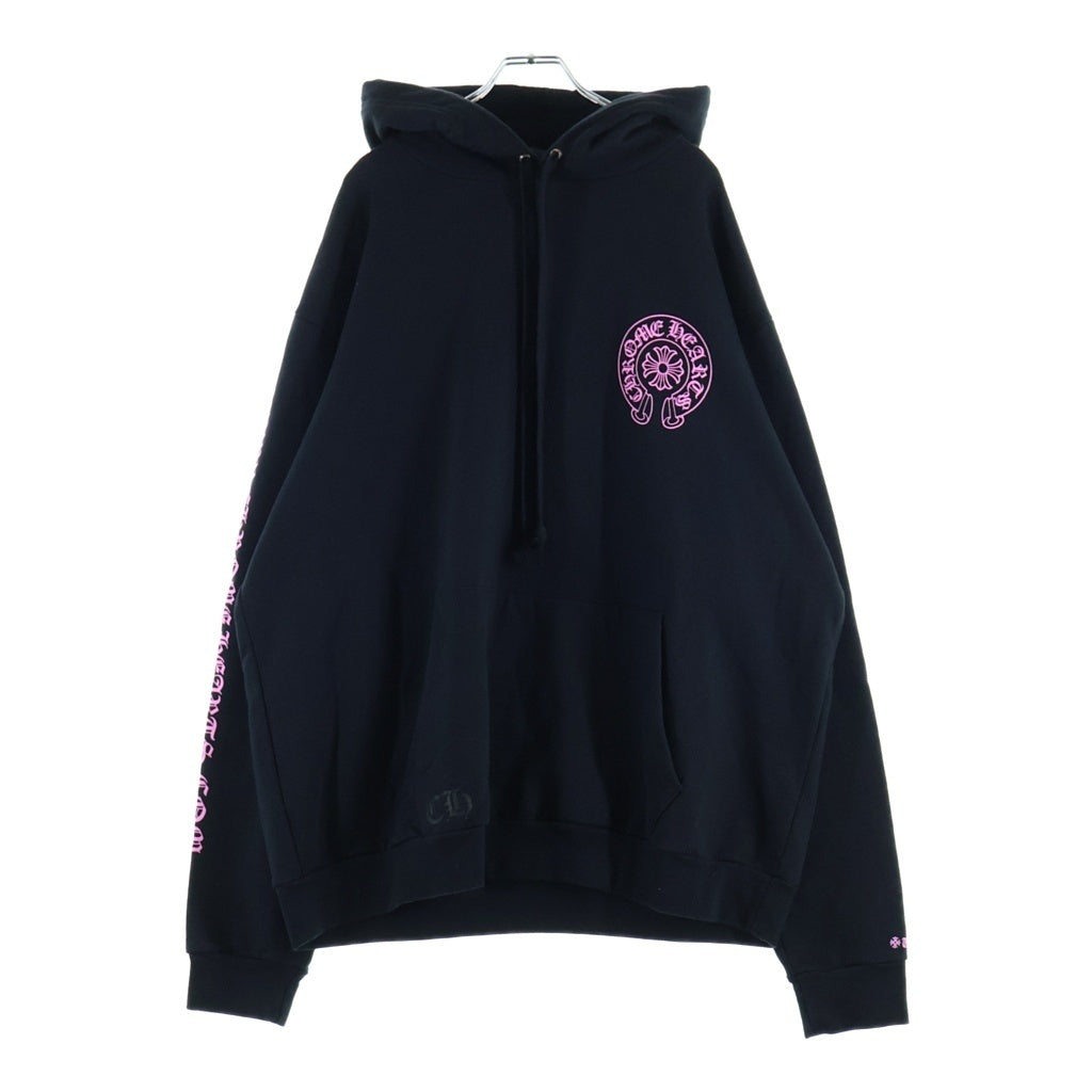 CHROME HEARTS(クロムハーツ) HORSESHOE PLVR 両面ホースシュープリント スウェット プルオーバーパーカー ブラック/ピンク